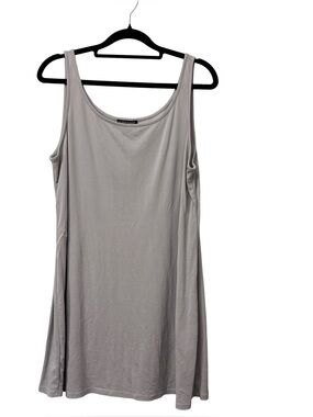Eileen Fisher sleeveless scoop-neck tank top washable silk jersey  Medium Gray